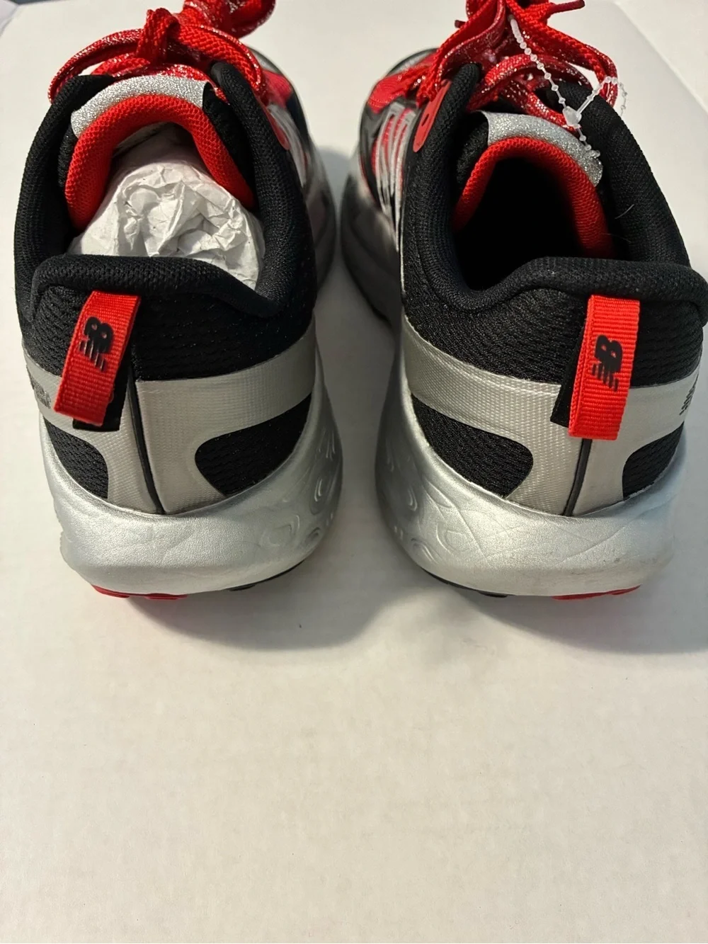 New Balance Fresh Foam Trainer GANNI Black Silver Metallic Red Women’s size 10.5